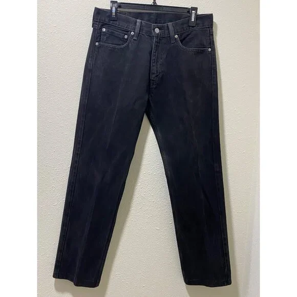 Levi's 505 Straight Fit Jeans Mens 32x34 Black Denim Regular Straight Leg - Picture 7 of 9